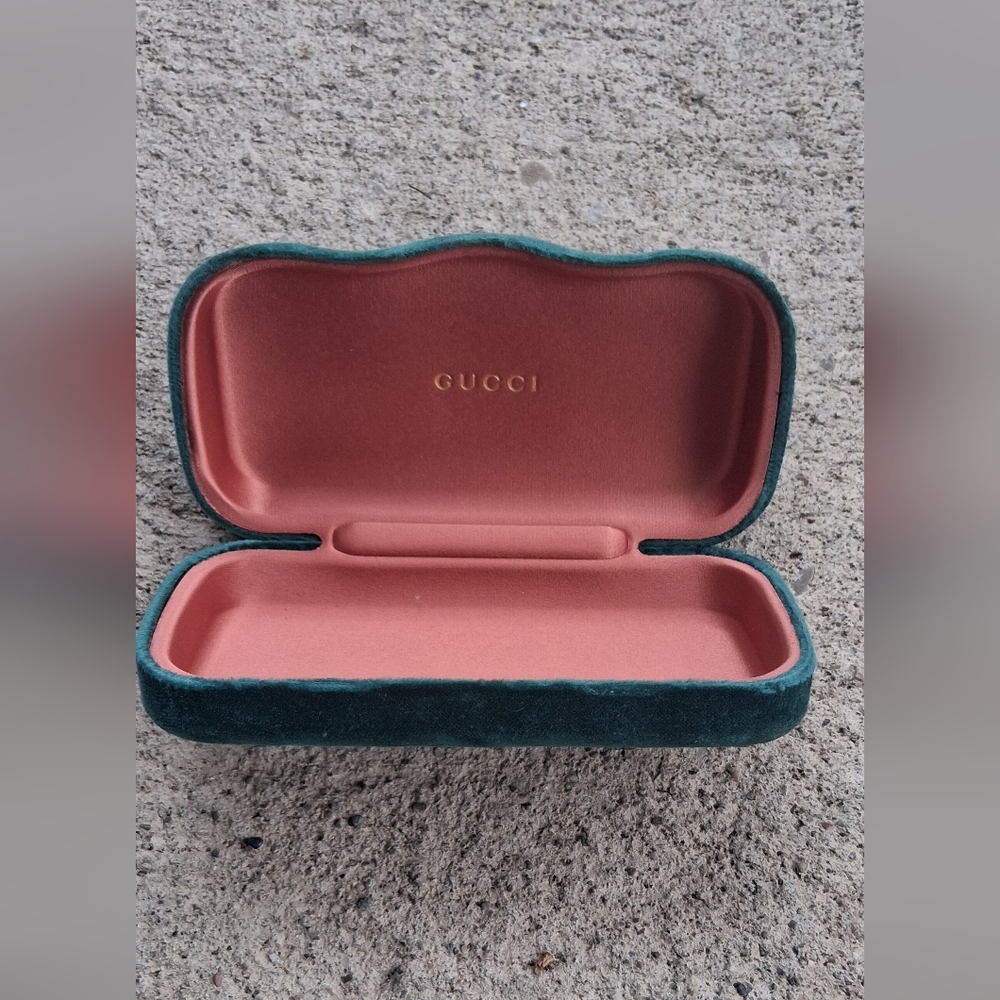 Gucci Green and Pink Velvet Eyewear Case
